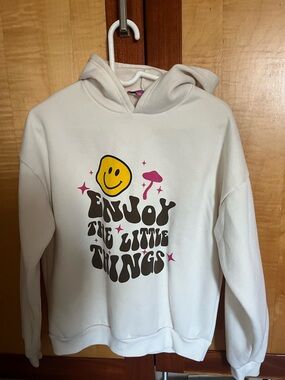 Edikted Cream Hoodie with Pink & Teal Label